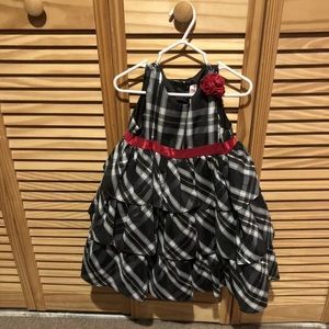 Black & White Dress With Red Rose/Ribbon Size 2T